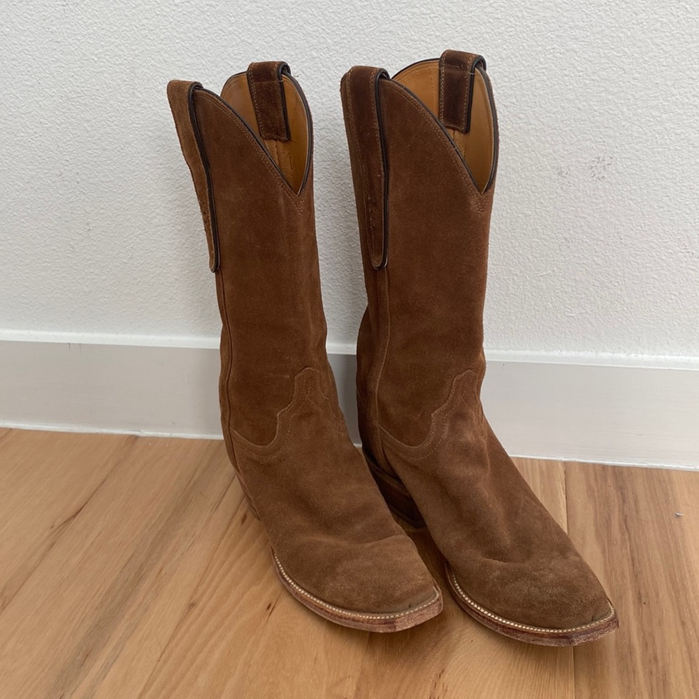 Lucchese Tan Suede Heeled Boots
